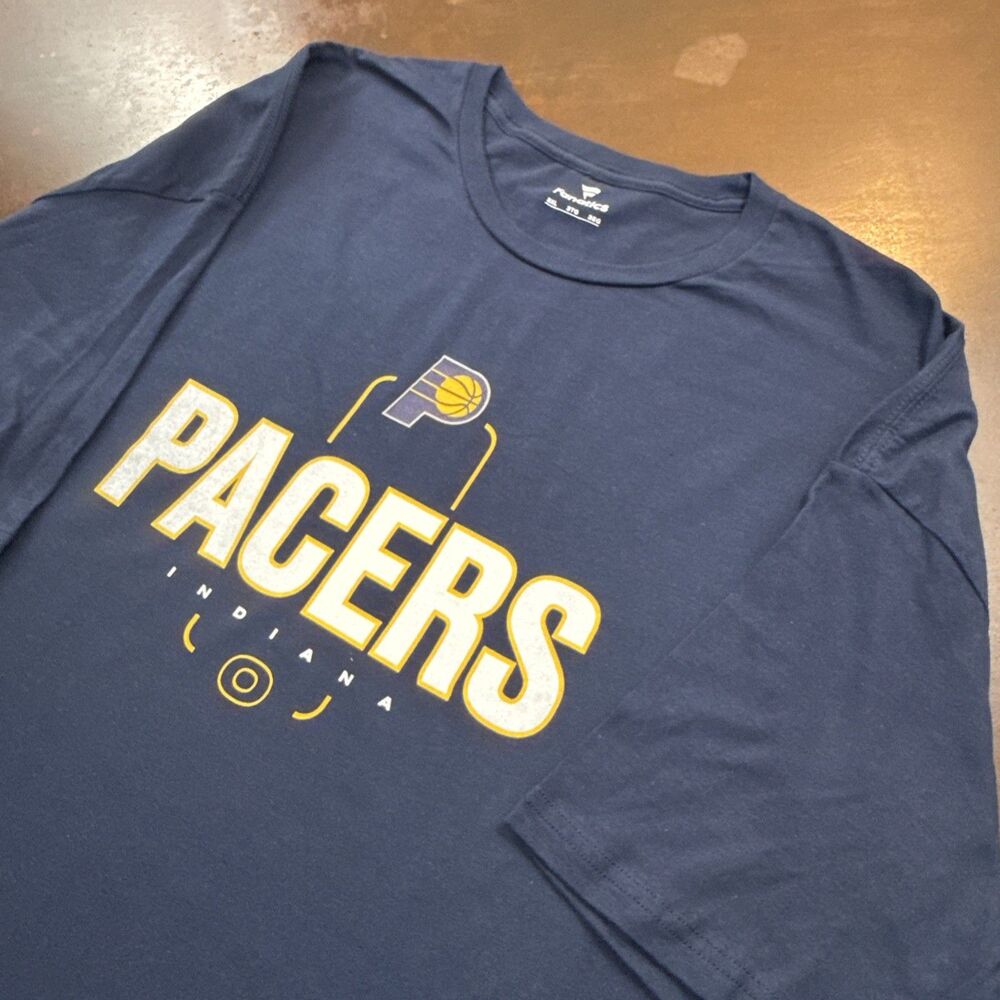Men’s NBA Indiana Pacers T-shirt Navy Short Sleeve Cotton Tee 3XL Sportswear